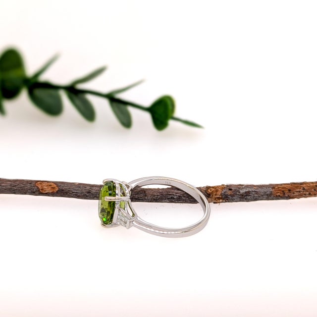 3.4 Carat Peridot Ring W Natural Diamond Accents in Solid 14k Gold | Ov 10x8mm For Sale In Columbus - Image 6 of 6