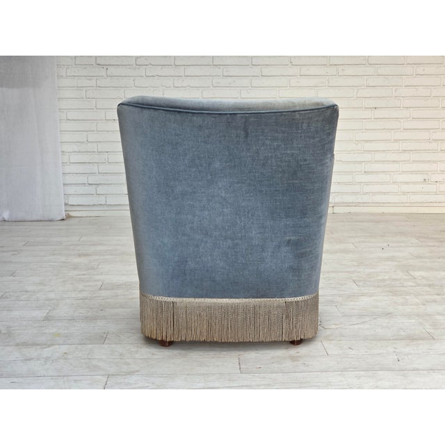 Wood Vintage Danish Lounge Chair in Furniture Velour and Beech Wood, 1960s For Sale - Image 7 of 18