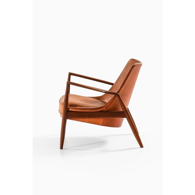 Brown Easy Chair in Leather and Teak by Ib Kofod-Larsen, 1950s For Sale - Image 8 of 14