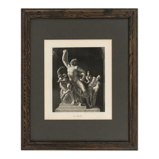 “Le Laocoön” Classical Figural Print in Rustic Wood Frame, 32 × 25.5 Inches For Sale
