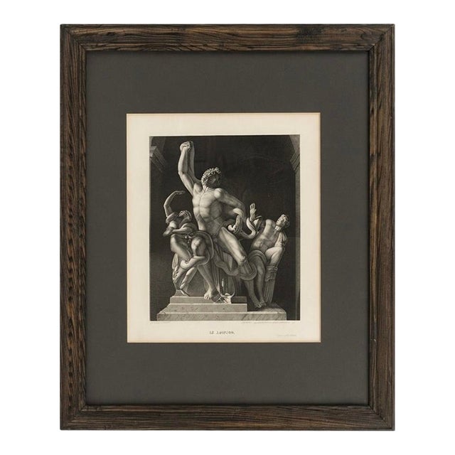 “Le Laocoön” Classical Figural Print in Rustic Wood Frame, 32 × 25.5 Inches For Sale