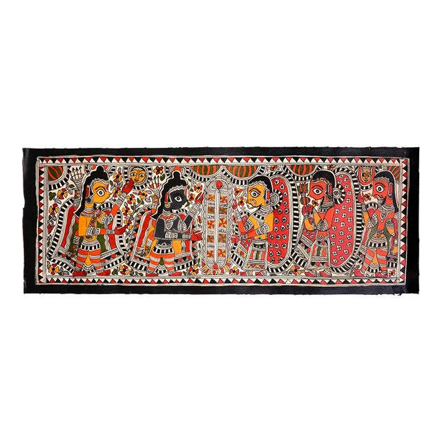 Mamta Devi (National Award Winner, 2016) – Hand-Painted Madhubani Folk Art With Traditional Figures For Sale