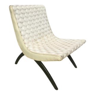 Vintage Vinyl Scoop Chair in White Diamond Pattern For Sale