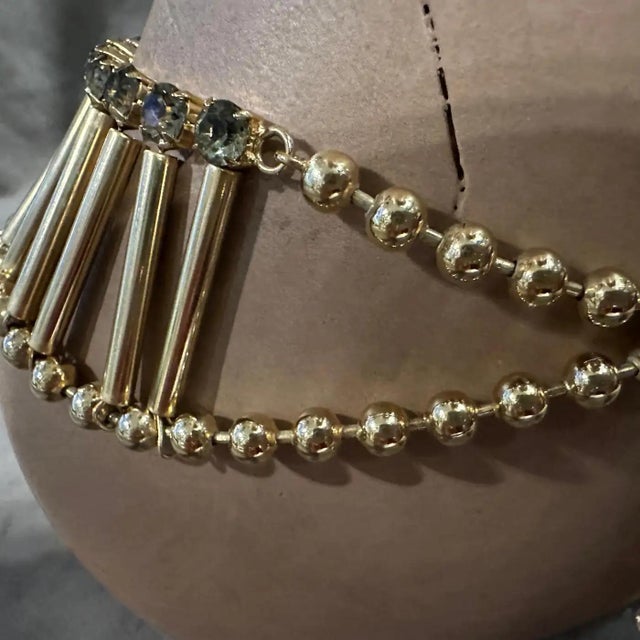 21st Century Art Deco Style Brass and Rhinostones Choker by Coppola E Toppo For Sale - Image 9 of 10