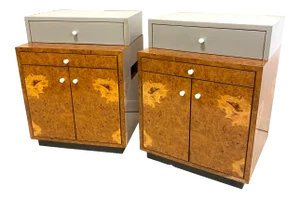 1970s Pair of Burl End Tables in High Gloss