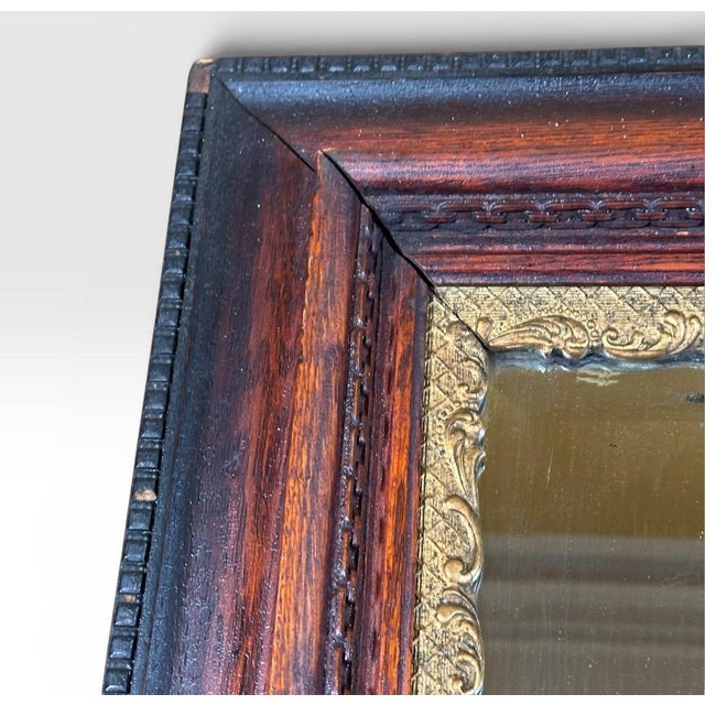 Antique Nineteenth Century Victorian Walnut Overmantel Mirror Gold Gilt Gesso Border For Sale - Image 9 of 10