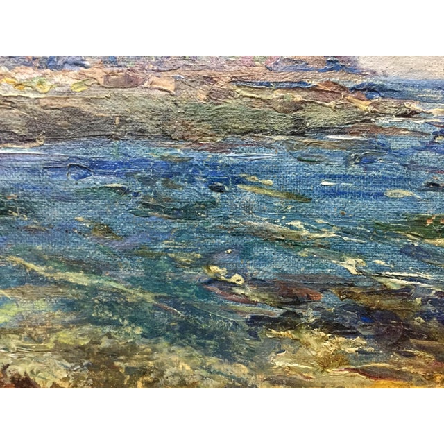 Impressionist Style Rocky Shoreline Oil Painting "Twilight" Paul Christiaan Bos For Sale - Image 4 of 8