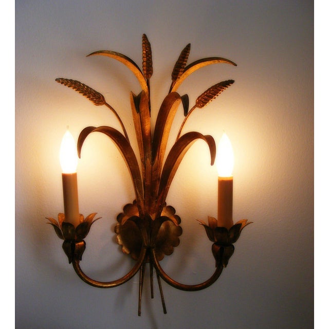 60s Italian Gilt Wheat Sheaf Wall Sconces Pair Chairish