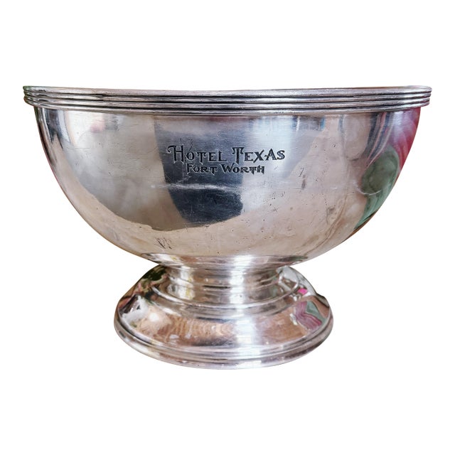 1950 Silver Punch Bowl From the Hotel Texas in Fort Worth For Sale