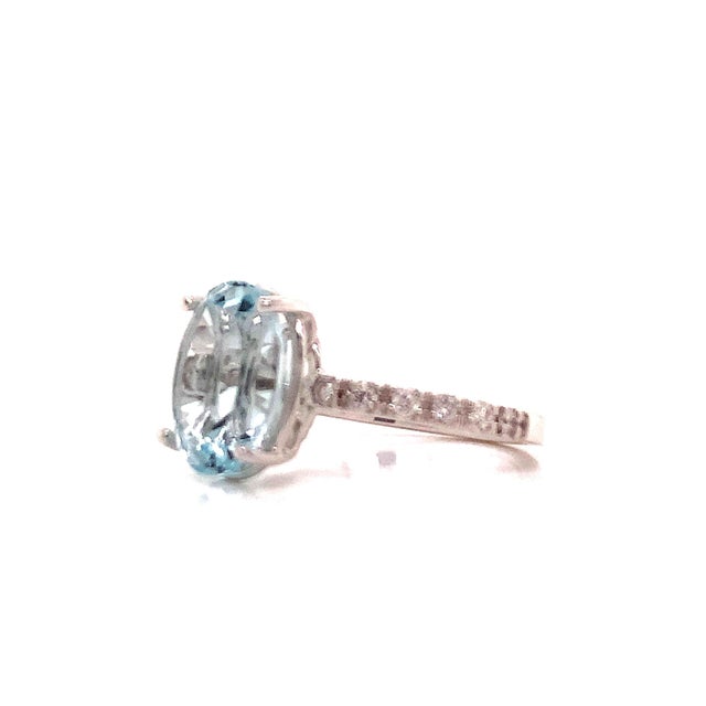 Natural Aquamarine Diamond Ring 14k White Gold 5.09 TCW Certified For Sale - Image 14 of 14