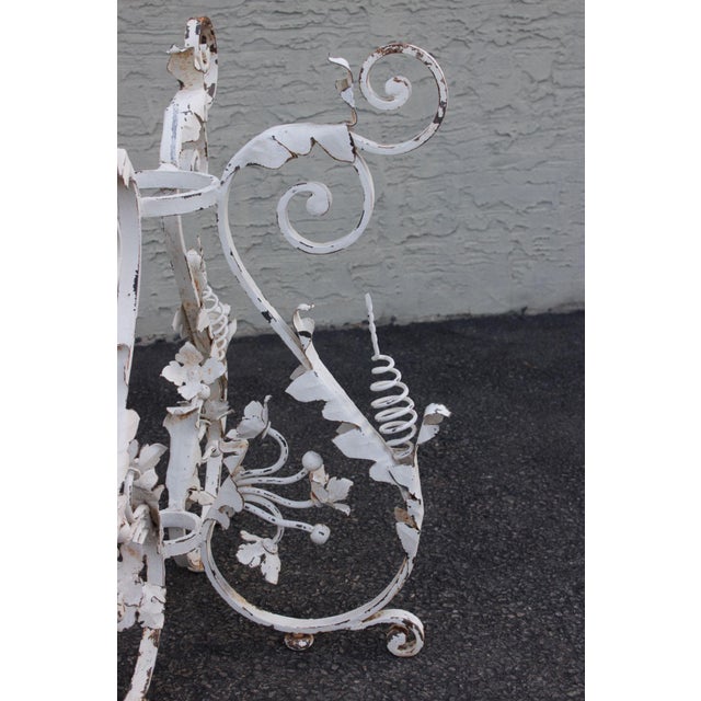 Vintage Italian Style Painted Wrought Iron Garden Plant Stand or Table Base For Sale In Philadelphia - Image 6 of 16
