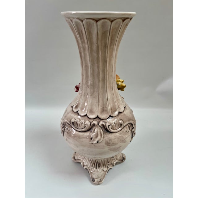 Tall Vintage Capodimonte Porcelain Floral Vase, Made in Italy For Sale In Boston - Image 6 of 10