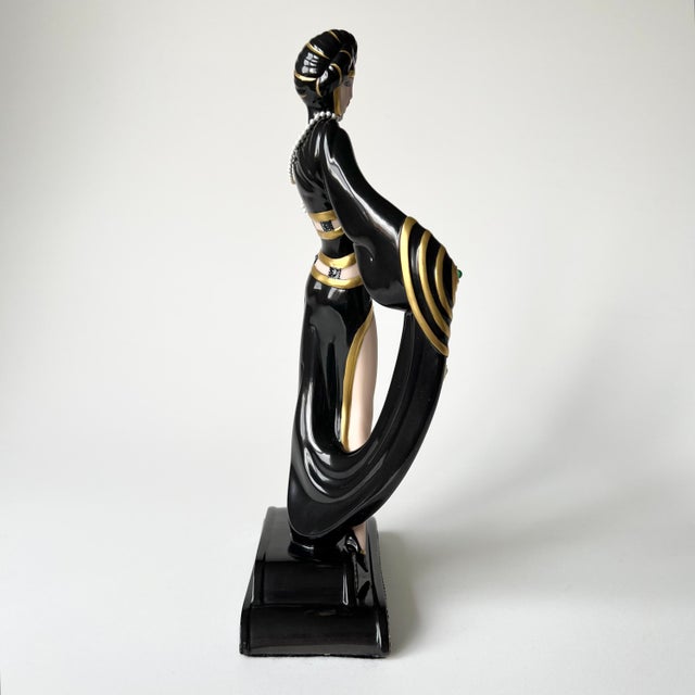 Pearls and Emeralds Fine Porcelain Figurine from House of Erté, 1990s For Sale - Image 3 of 9