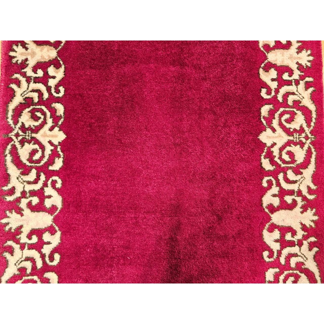 Vintage Tabriz Long Runner, Hand-Knotted Wool, Open Field Pattern, Crimson Red & Ivory, 3x19 For Sale - Image 4 of 8