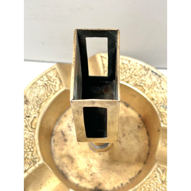 1960s Vintage Brass Dragon Ashtray Catchall Tray – Asian Relief Match Holder For Sale - Image 5 of 6