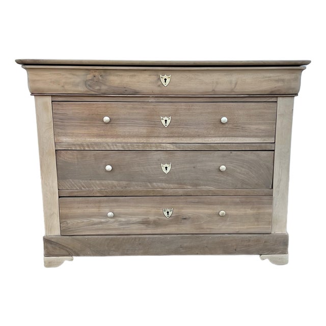 French 19th Century Louis Philippe Bleached Solid Walnut Commode For Sale
