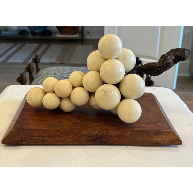 Large Scale Mid-Century Grape Cluster Sculpture Mounted to Wood Base For Sale - Image 11 of 18