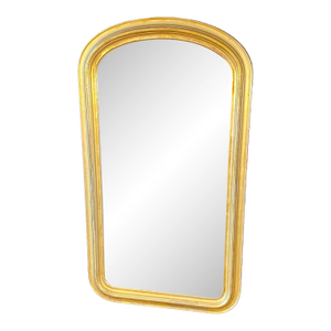 19th Century French Louis Philippe Style Gold Gilt Mirror With Arched Top