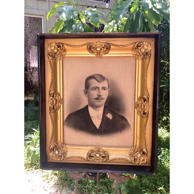 Large Antique Gold Frame With Antique Print of a Distinguished Man For Sale - Image 4 of 11