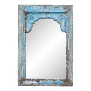 Blue Arched Frame Mirror For Sale