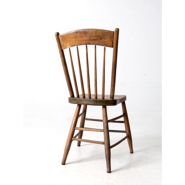 Brown Antique Primitive Farmhouse Chair For Sale - Image 8 of 11