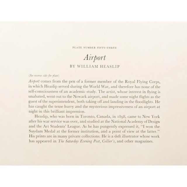 Charcoal 1939 After "Airport" by William Heaslip, First Edition Period Offset Lithograph For Sale - Image 8 of 12