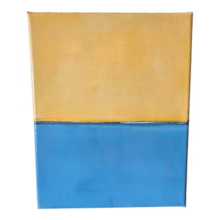 Yellow & Blue Abstract Acrylic Painting For Sale