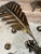 Brass Vintage 12-Light Tole Palm Leaf Chandelier With Sculptural White Arms For Sale - Image 8 of 12