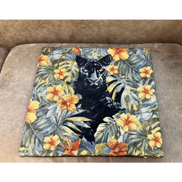 Textile Woven Black Panther Pillow Cover For Sale - Image 7 of 11