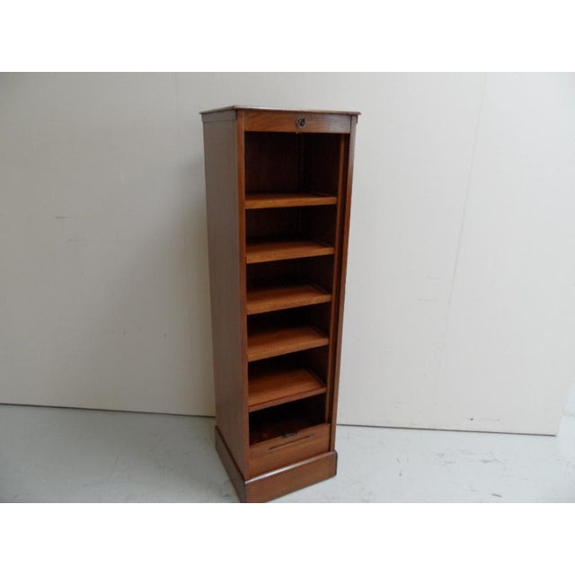 Wood Vintage Filing Cabinet with Roller Shutter, 1950s For Sale - Image 7 of 14