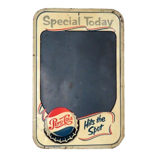 Authentic Vintage 1950s Steel Pepsi Advertising Diner - Restaurant Chalkboard Menu Sign For Sale