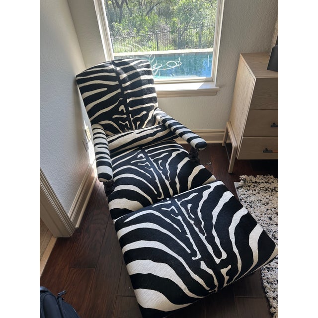 George Smith 1990s George Smith Edwardian Style Chair and Ottoman For Sale - Image 4 of 10