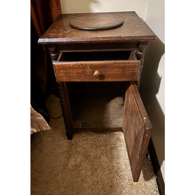Antique Solid Cherrywood Empire Side Table W/Spinner Top. For Sale - Image 4 of 12
