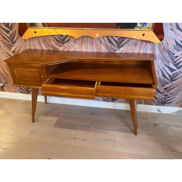 Brown Polished Walnut Console Table from Melchiorre Bega, 1950s For Sale - Image 8 of 10