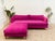 Raspberry Fuschia Velvet Sofa With Ottoman For Sale - Image 10 of 12