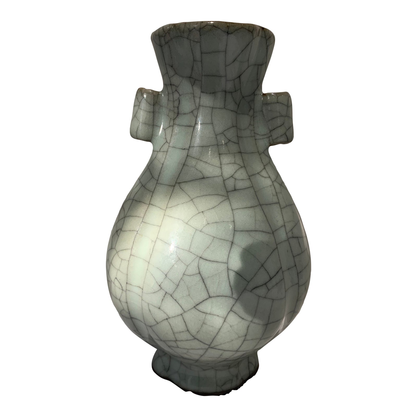 Vintage Early 20th Century Chinese Guan Type Pear Shape Crackle Celadon