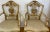 Pair of Early 20th Century Prince of Wales Style Arm Chairs Painted Eggshell White and Gold 24" wide x 20" deep x 19" high...
