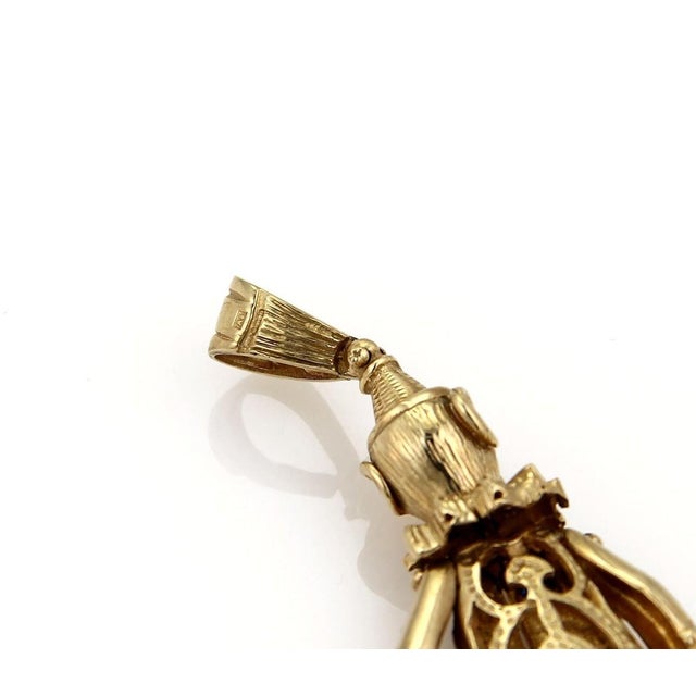 Mid 20th Century Mid 20th Century Diamond & Gems 9k Yellow Gold Animated Large Clown Charm Pendant For Sale - Image 5 of 6