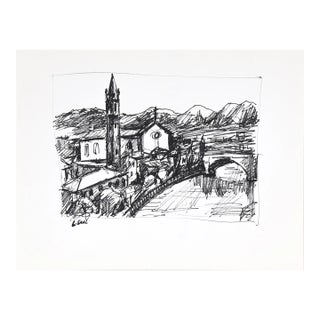 Church by the Water 1980s Ink For Sale