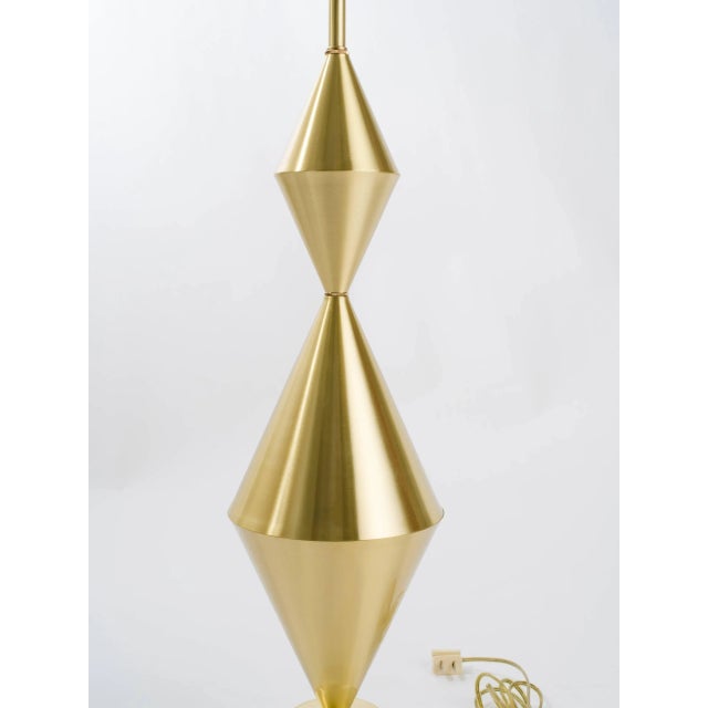 Fashioned by Hand Conical Brass Lamps - a Pair For Sale - Image 4 of 5