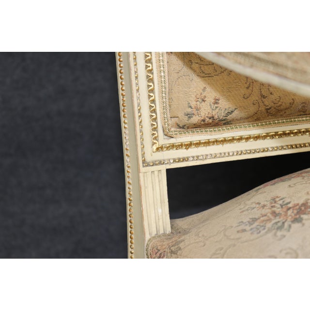Wood 1930's French Louis XVI Style Antique Parcel Gilt Settee For Sale - Image 7 of 12