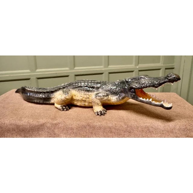 4ft Long Italian Hand Made Majolica Crocodile This is a unique hand made ceramic polychrome piece, the detail of the rough...