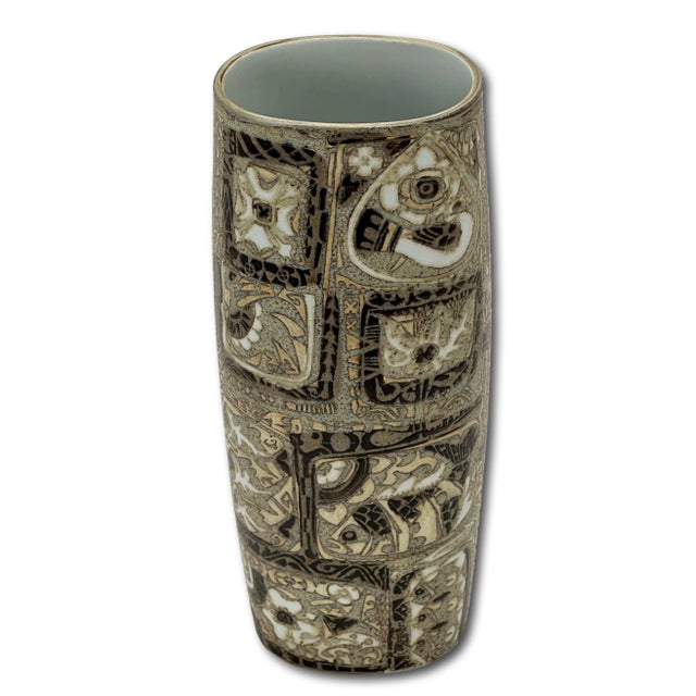 Royal Copenhagan Vintage Mid Century Royal Copenhagen Denmark Nils Thorsson Baca Design Ceramic Vase - 11 1/2 Inches Tall For Sale - Image 4 of 12