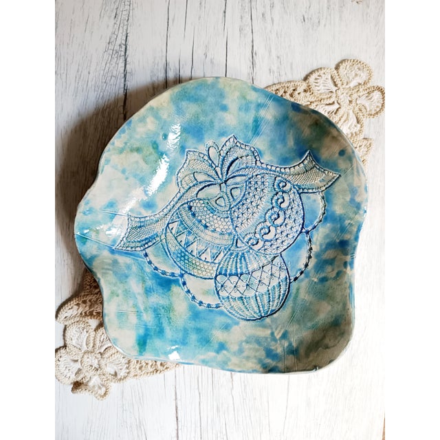 Blue Christmas Plate by Daniela Proietti For Sale - Image 8 of 8