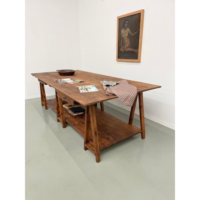Vintage Pine Worktable, 1950s For Sale - Image 10 of 18
