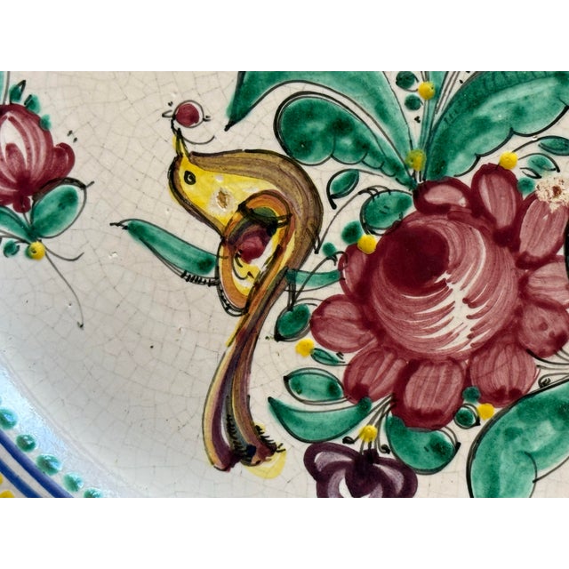 Mid 20th Century Mid 20th Century Large Italian Maiolica Charger – 16” Hand-Painted Deruta Style For Sale - Image 5 of 13