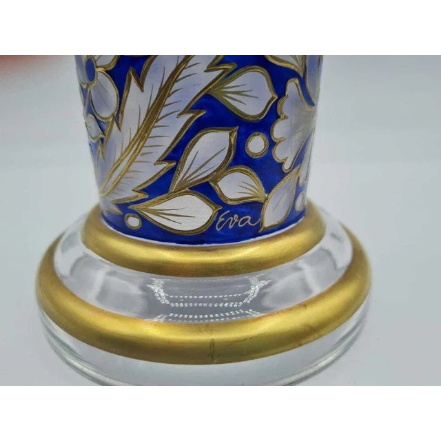 Glass Large Glass Vase with Lid by Fritz Heckert For Sale - Image 7 of 9