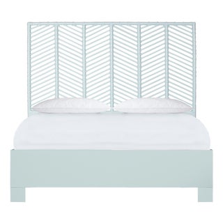 Liam Platform Bed Double - Light Blue For Sale