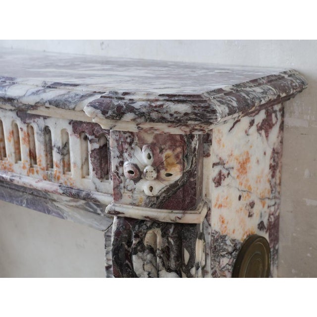 Large Louis XVI French Fireplace in Exceptional Fleur De Pêche Marble For Sale - Image 11 of 16