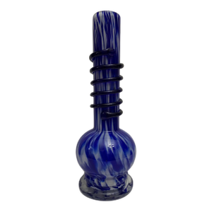 Murano Blue White Mottled Applied Glass Coil Vase